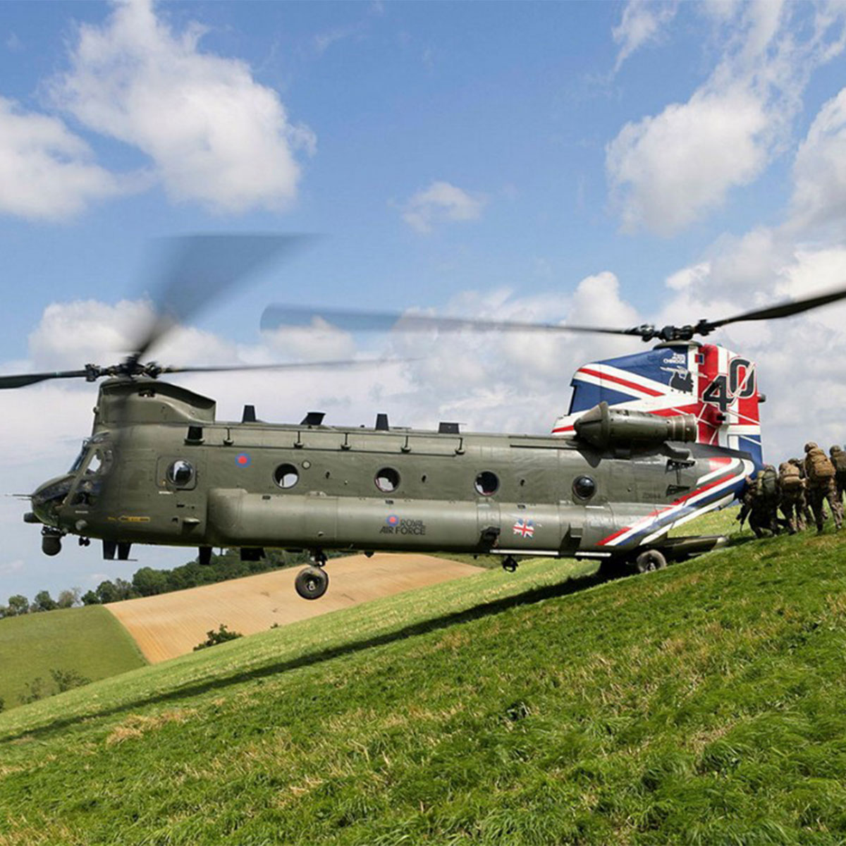 Image of military helicopter landing