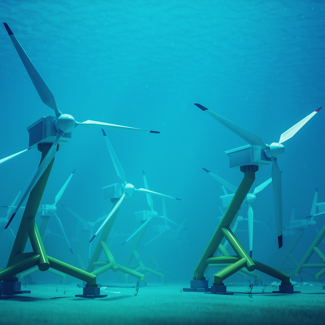 Underwater turbines for tidal energy